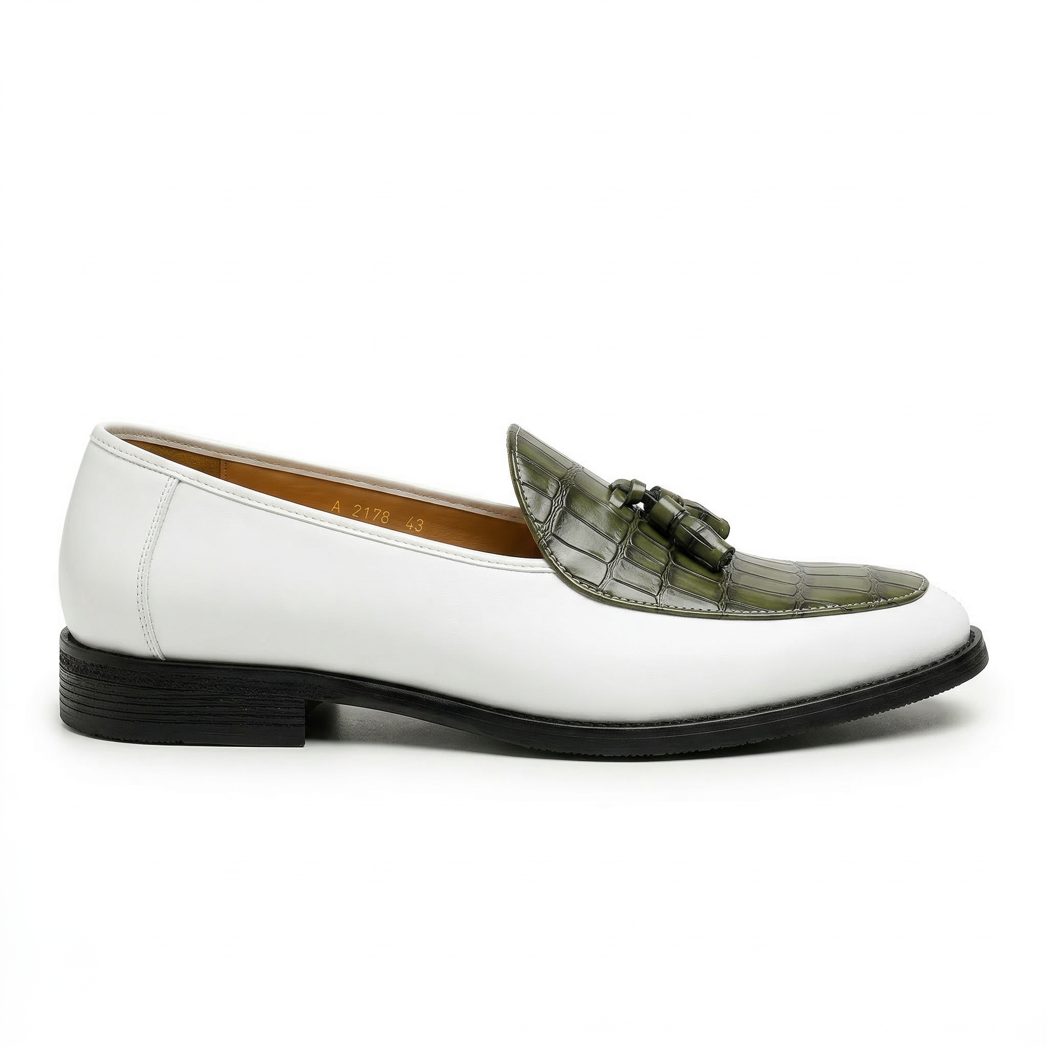 Croc embossed leather tassel loafer, view 12