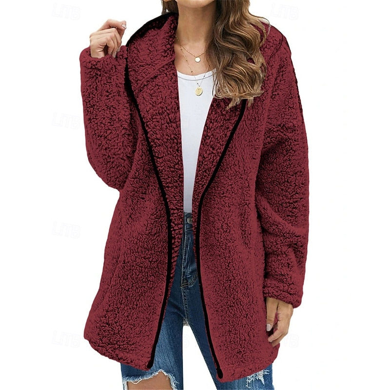 Fleece Jacket Womens Hooded Soft Brushed Zip Front Everyday Warm
