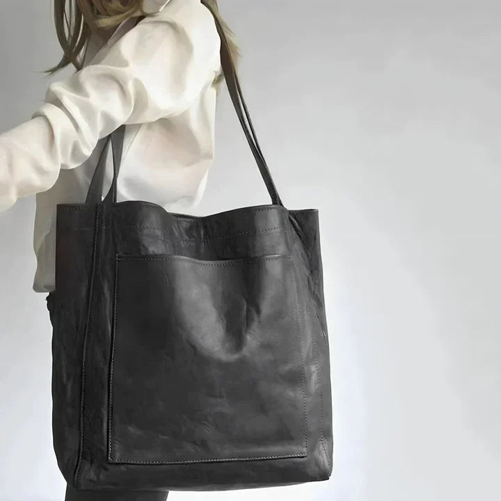 Structured heritage tote bag in black