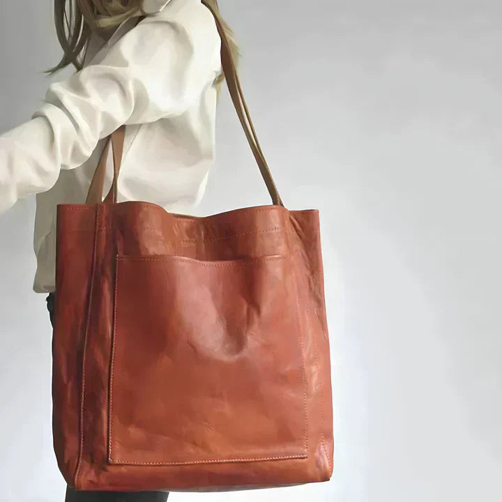 Structured heritage tote bag in brown