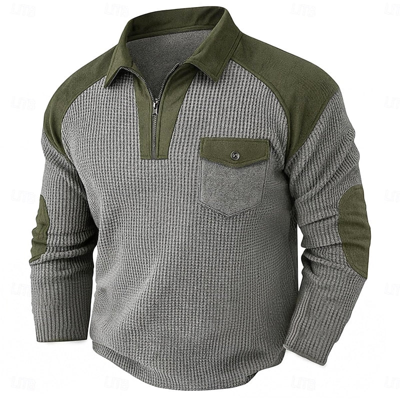 Knit Sweater Mens Quarter Zip Textured Pullover Structured Warm