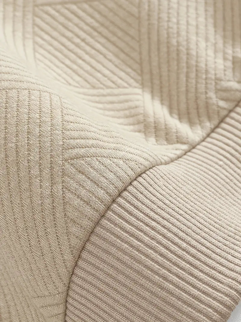 Fall Textured Geometric Polo Collar Quarter Zip Sweater for Men
