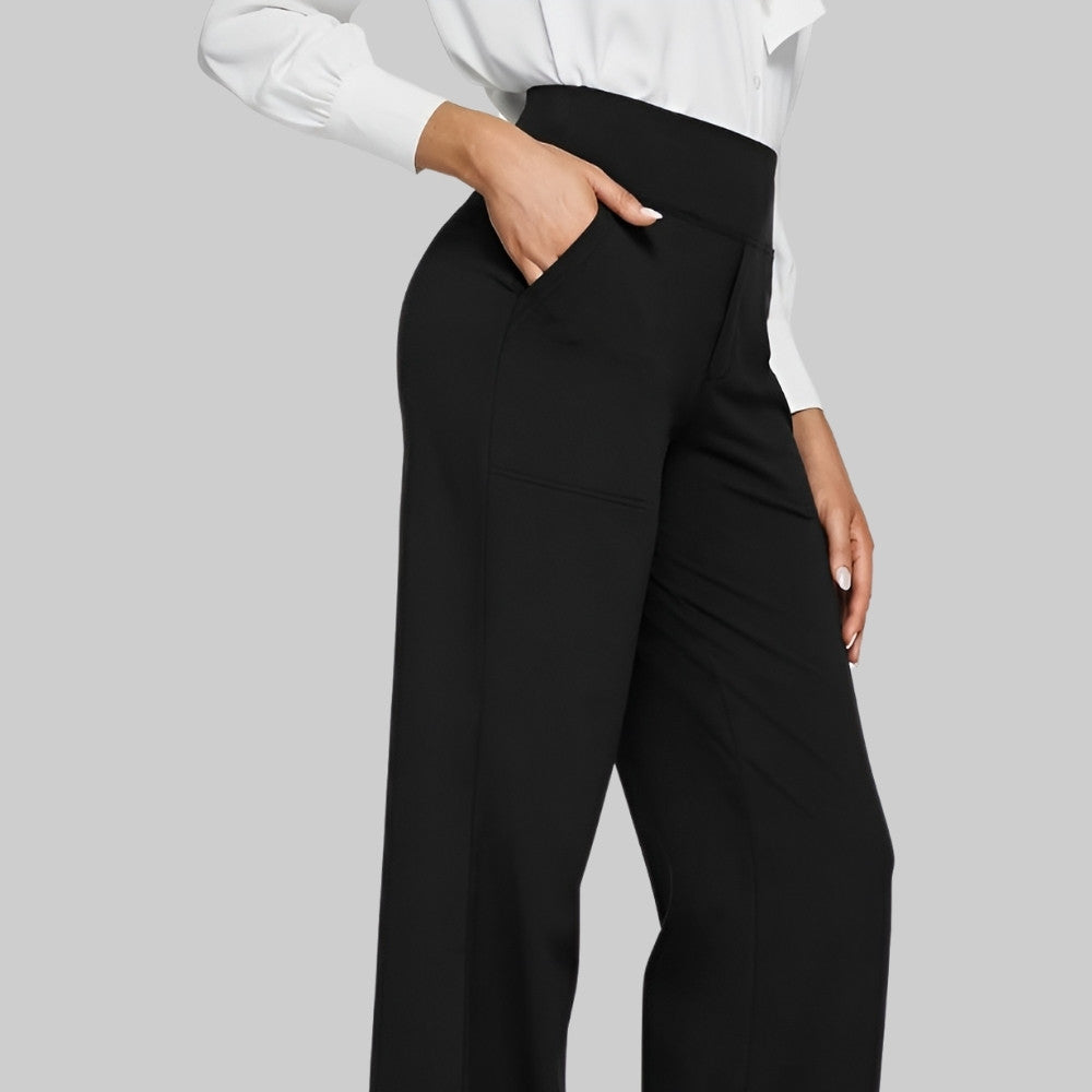 Fall Stretch High Waist Wide Leg Pull On Pants for Women