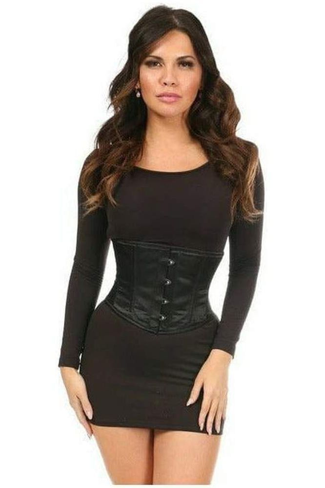 Halloween Black Satin Mini Waist Cincher Corset for Women