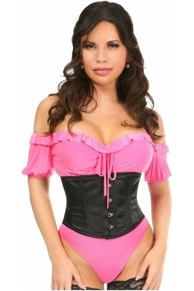 Halloween Black Satin Mini Waist Cincher Corset for Women