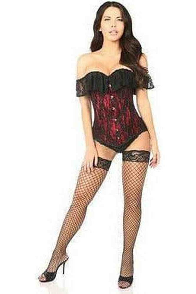 Halloween Red Lace Off the Shoulder Overbust Corset for Women