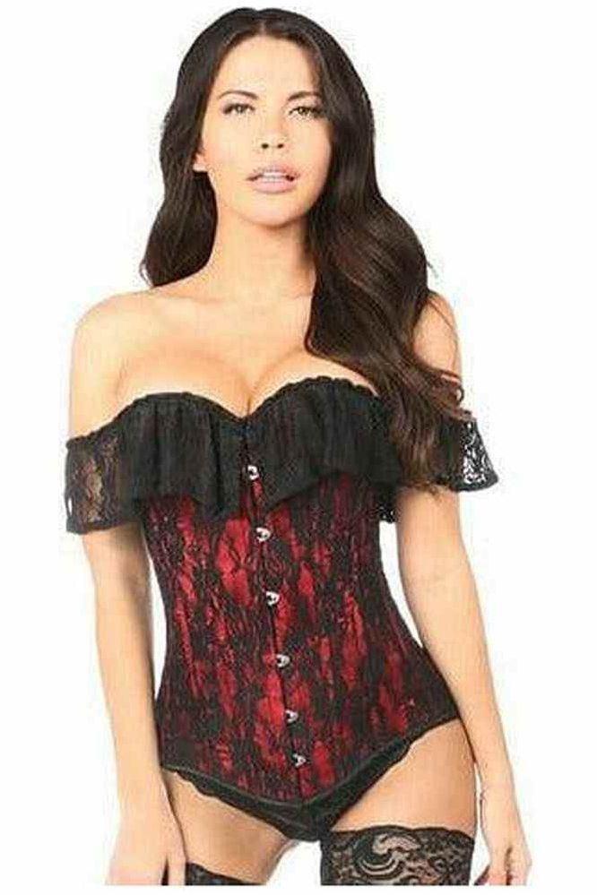 Halloween Red Lace Off the Shoulder Overbust Corset for Women