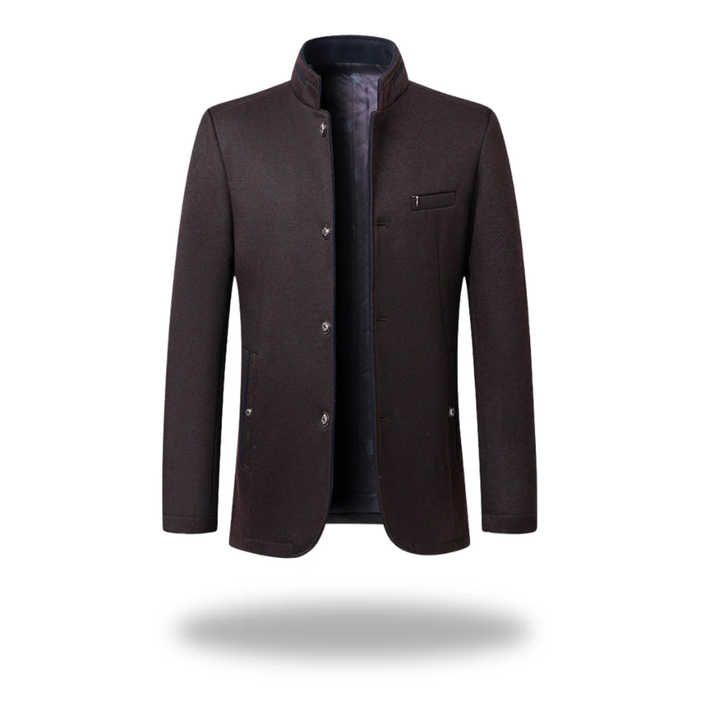 Blazer Mens Stand Collar Formal Woven Button Front Mandarin Dress