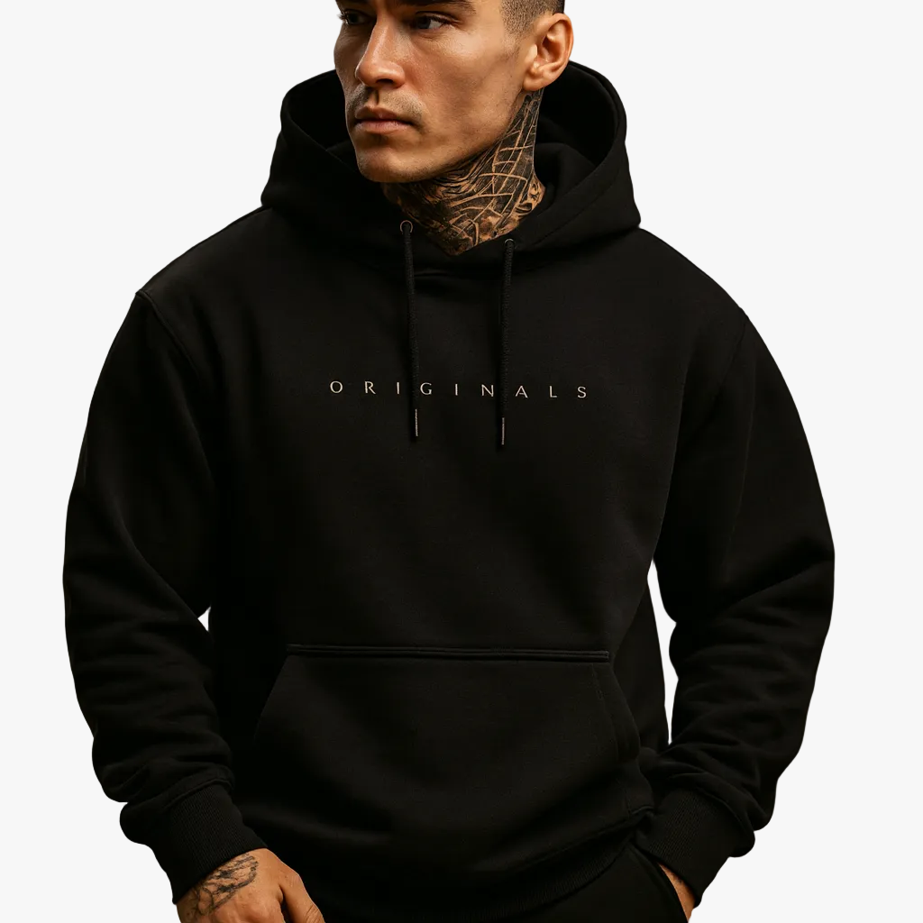 Hoodie Mens Knit Pullover Graphic Print Drawstring Front Pocket