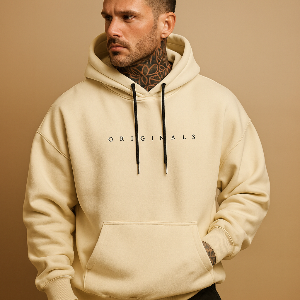 Hoodie Mens Knit Pullover Graphic Print Drawstring Front Pocket