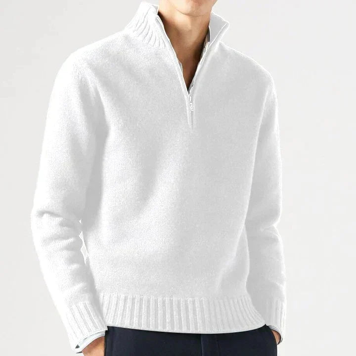 Knit Sweater Mens Half Zip Stand Collar Pullover Long Sleeve Winter