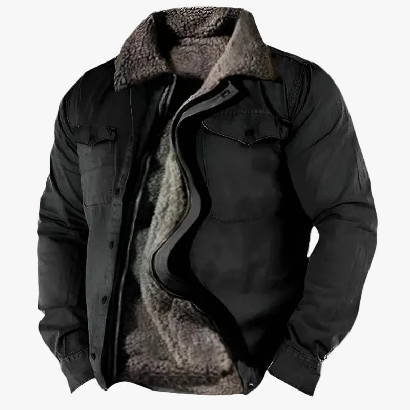Sherpa Lined Jacket Mens Utility Woven Point Collar Snap Pockets