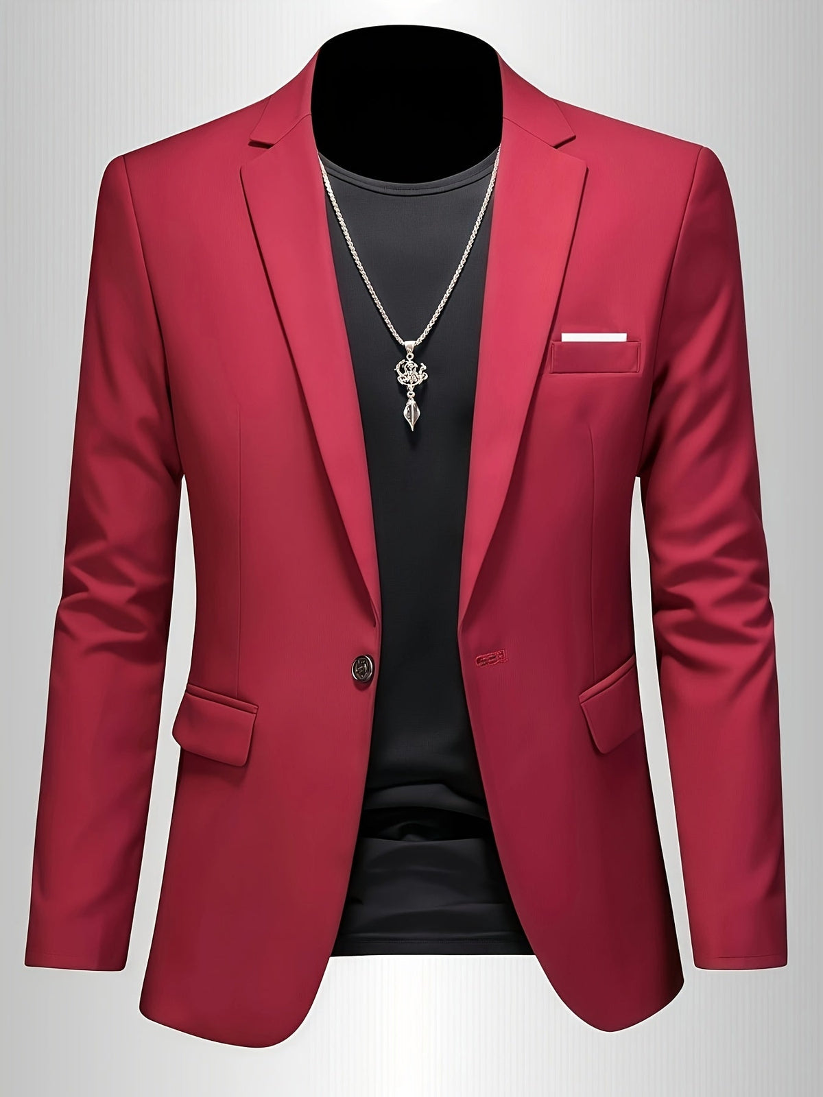 Blazer Mens Slim Fit Notch Lapel Single Button Sleek Tailored