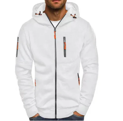 Zip Hoodie Mens Tech Fleece Hooded Jacket Zip Pockets Contrast Trim