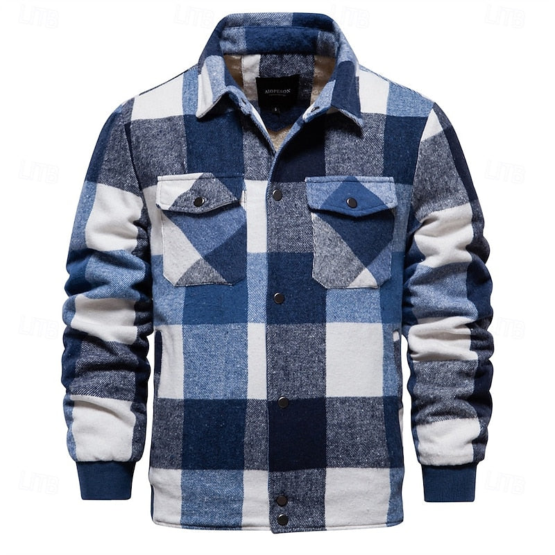 Flannel Shirt Jacket Mens Plaid Structured Lined Overshirt Warm