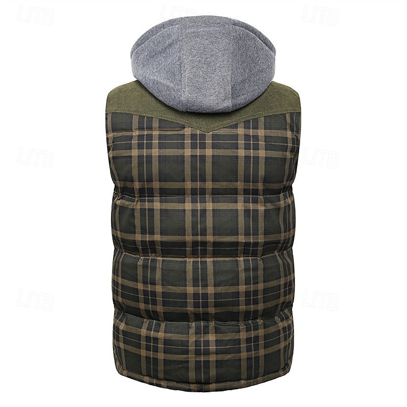 Vest Mens Hooded Quilted Sleeveless Puffer Gilet Zip Front Padded
