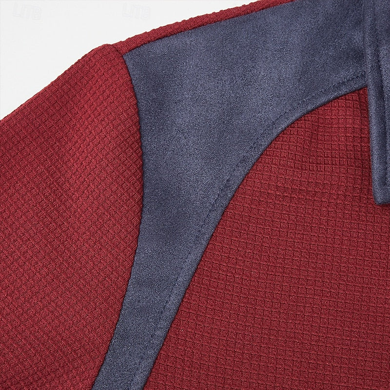 Knit Sweater Mens Quarter Zip Textured Pullover Structured Warm