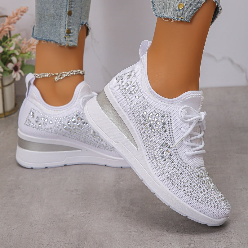 Fall Rhinestone Wedge Orthopedic Style Sneakers for Women
