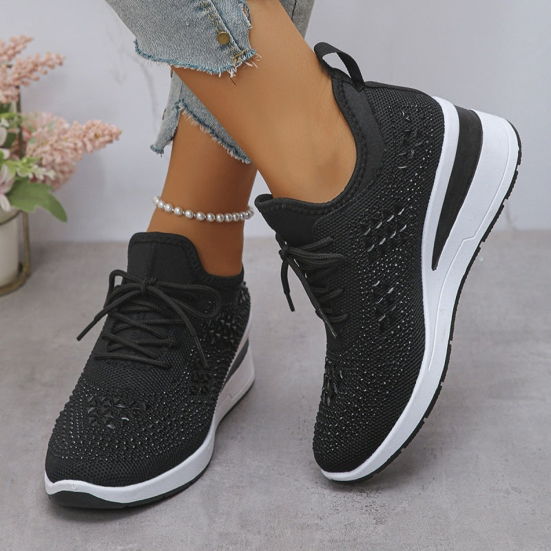 Fall Rhinestone Wedge Orthopedic Style Sneakers for Women