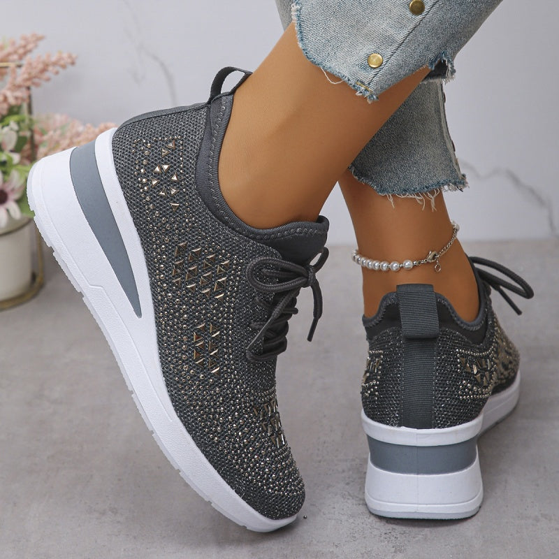 Fall Rhinestone Wedge Orthopedic Style Sneakers for Women
