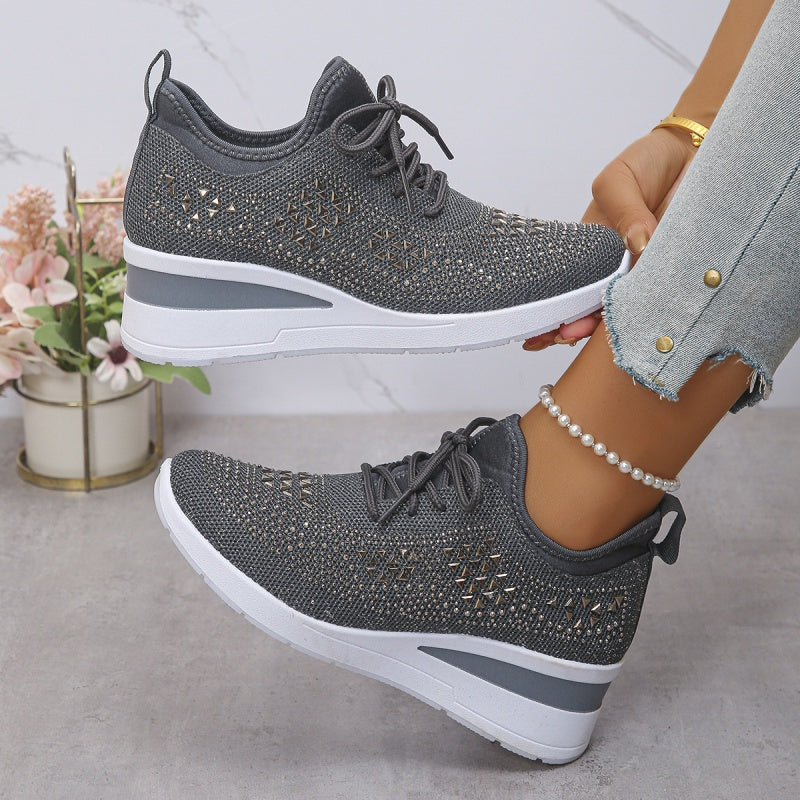 Fall Rhinestone Wedge Orthopedic Style Sneakers for Women