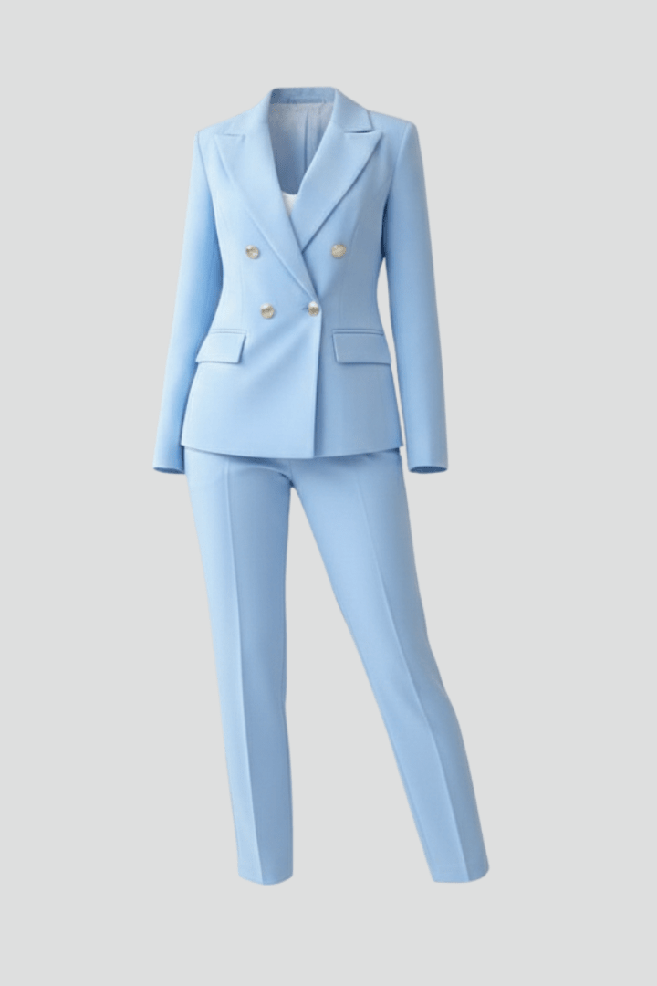 Pant Suit Womens Two Piece Set Notch Lapel Blazer Straight Leg Trouser