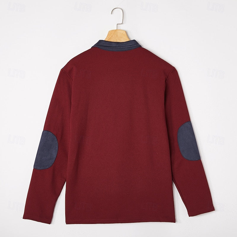 Knit Sweater Mens Quarter Zip Textured Pullover Structured Warm