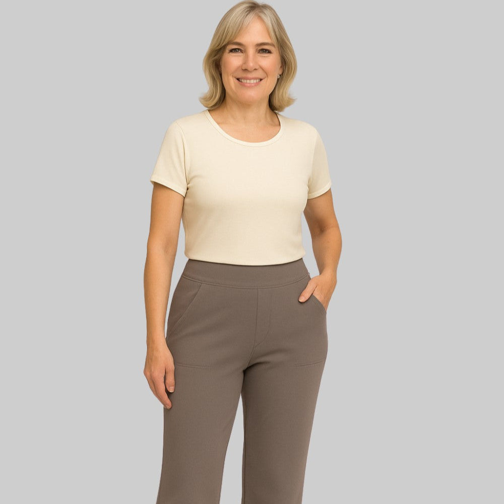 Fall Stretch High Waist Wide Leg Pull On Pants for Women