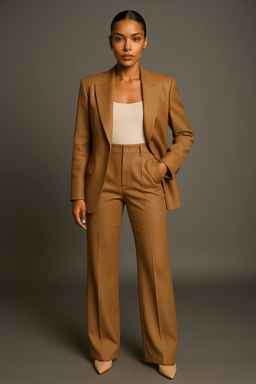 Pant Suit Womens Blazer Set Notch Lapel Straight Leg Two Piece Work