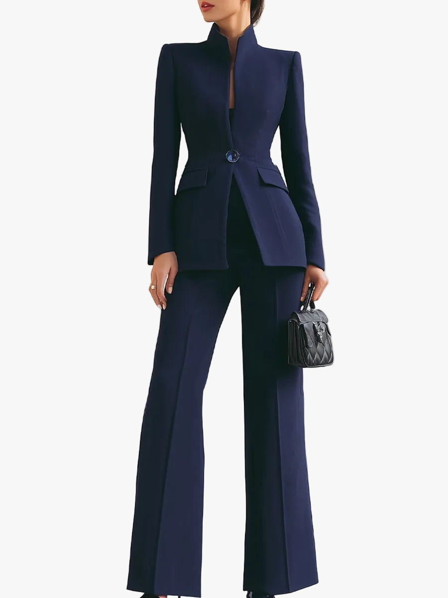 Pant Suit Womens Stand Collar Blazer Set Wide Leg Two Piece Formal