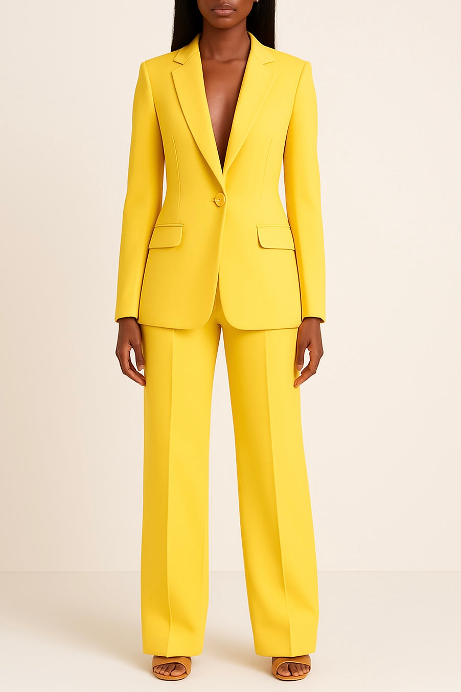 Pant Suit Womens Notch Lapel Blazer Straight Leg Trouser Set Office