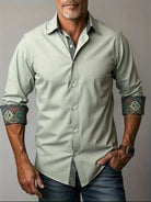 Modern tailored contrast detail button up shirt in green