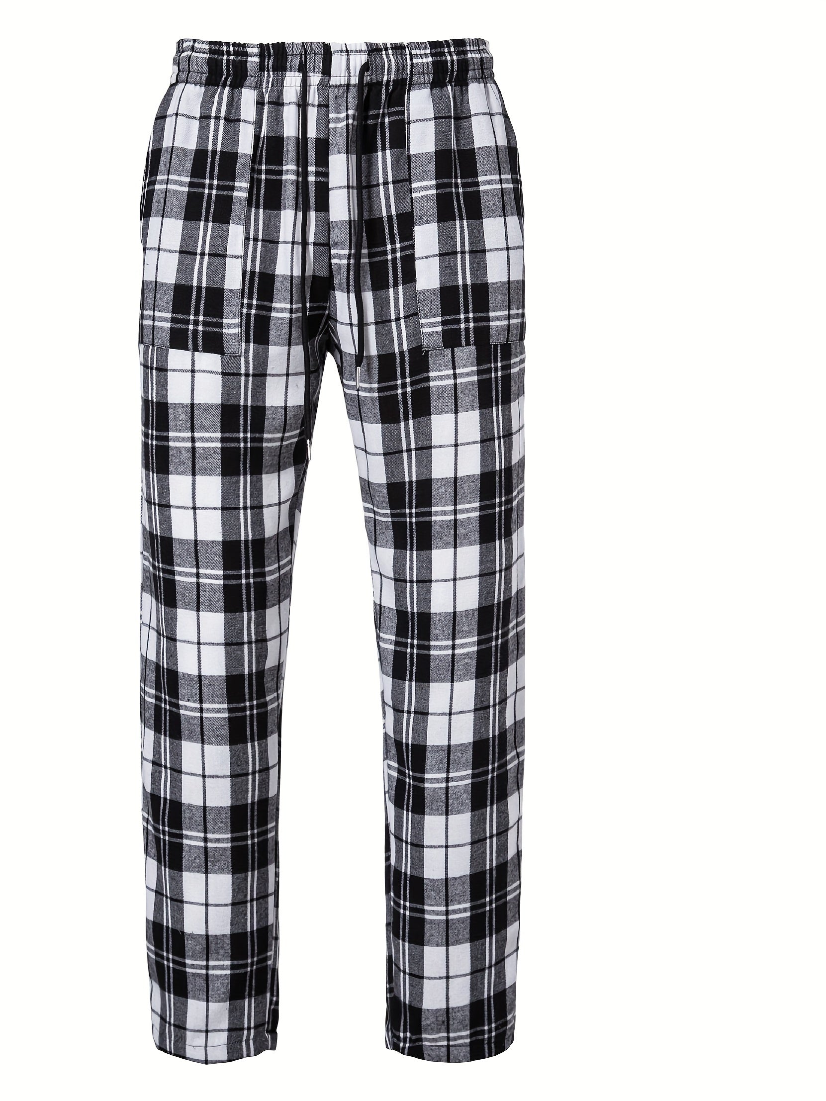 Lounge Pants Mens Plaid Pyjama Bottoms Relaxed Elastic Waist Soft