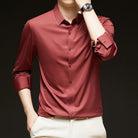 Fall Slim Fit Lightweight Button Up Dress Shirt for Men in Brick Red