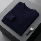 Fall Cashmere Feel Knit Crew Neck Sweater for Men in Navy