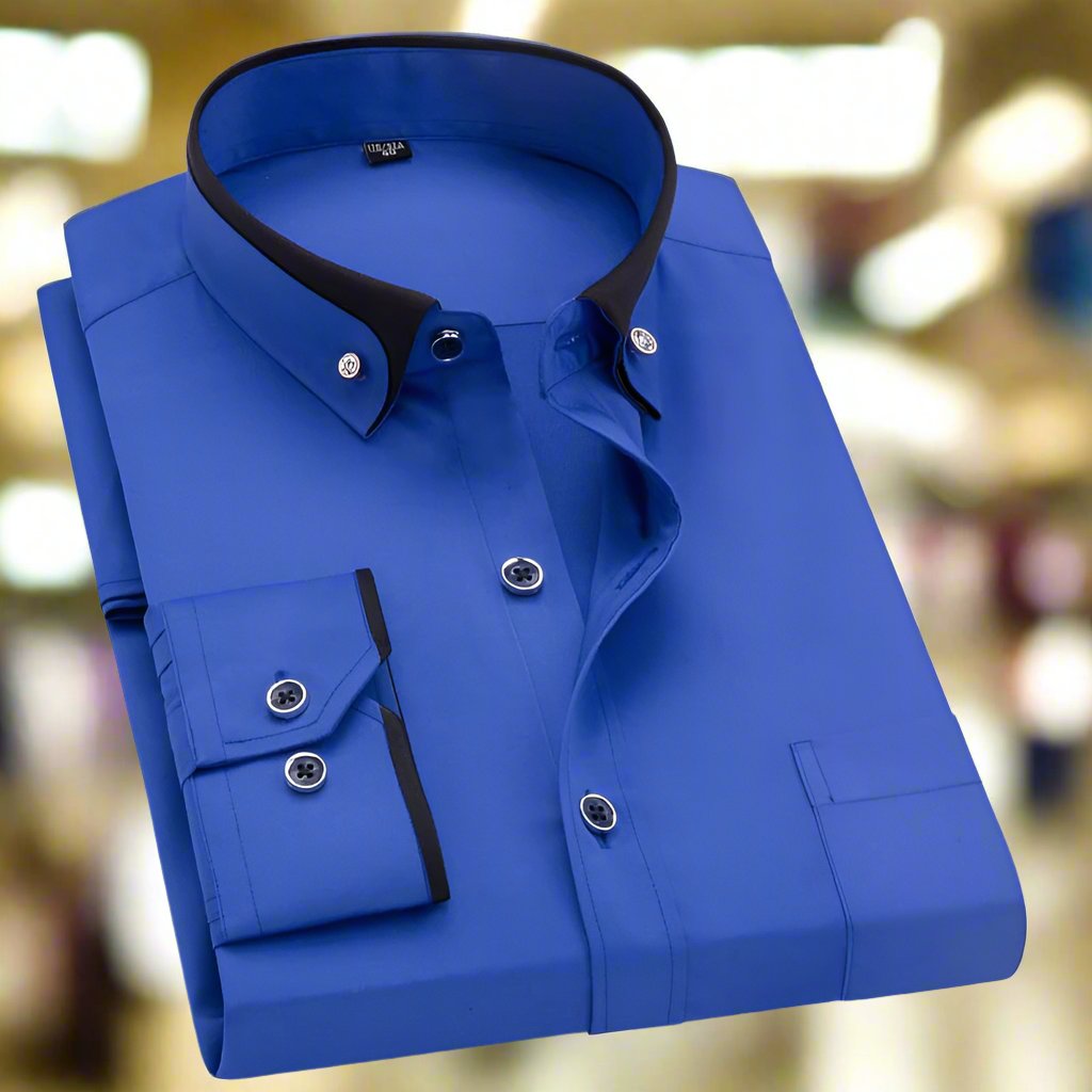 Classic tailored long sleeve shirt in blue