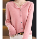 Open front cashmere knit cardigan in light pink