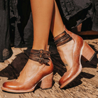 Classic ankle strap block heel in dark brown