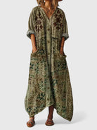 Oversized relaxed fit pocket dress in green