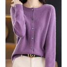 Open front cashmere knit cardigan in lilac