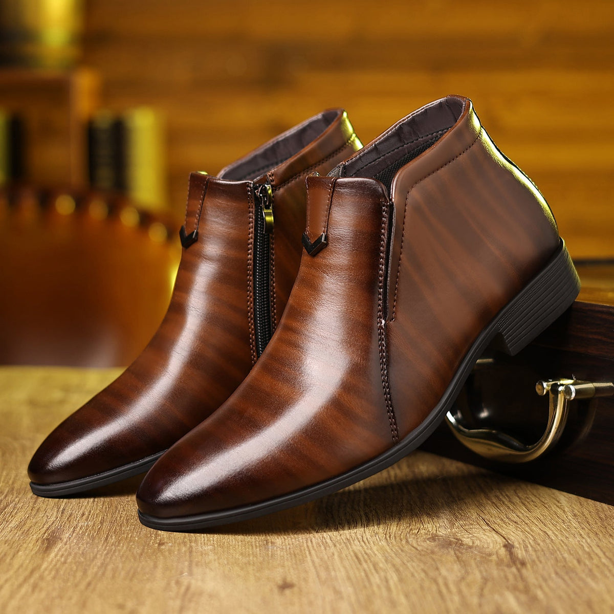 Fall Faux Leather Embossed Side Zip Chelsea Boots for Men