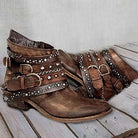 Vintage style cushioned slip on boot in brown