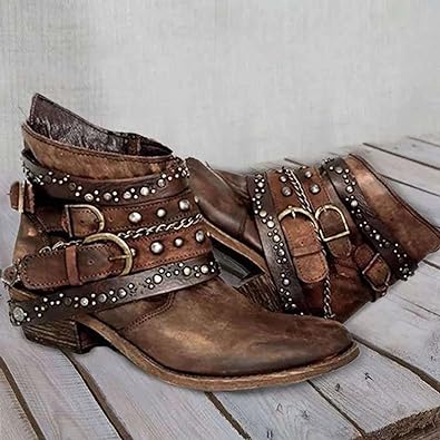 Vintage style cushioned slip on boot in brown