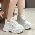 Thick sole chunky platform sneaker in white