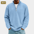 Half zip high neck textured knit sweater, view 1