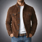 Classic pocket suede jacket in dark brown