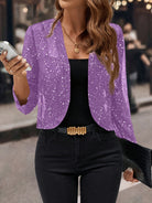 Soft shimmer cropped jacket, view 3