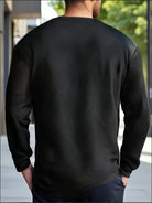 Sweatshirt Mens Crew Neck Textured Pullover Ribbed Trim Everyday