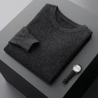 Fall Cashmere Feel Knit Crew Neck Sweater for Men in Charcoal Gray