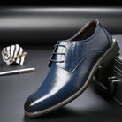 Faux Leather Brogue Detail Oxford Dress Shoes for Men in Dark Blue